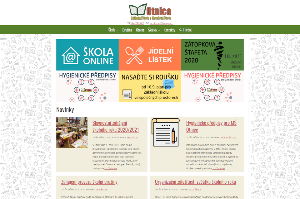 ZŠ a MŠ Otnice – Nový web základní a mateřské školy v Otnicích
