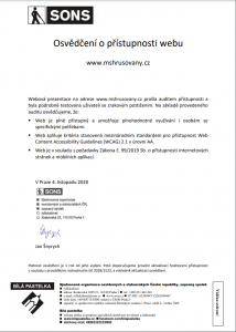 Certificate of accessibility of the website mshrusovany.cz, SONS CR