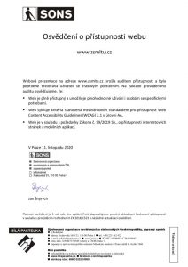 Certificate of accessibility of the https://zsmltu.cz website at the AA level from the SONS organization