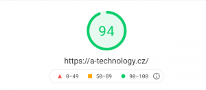 Rychlost webu A-technology 94 % na počítači