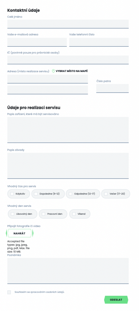 A form connected to a system