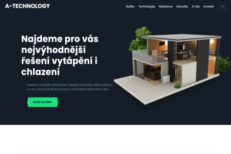 Web pro A-Technology postavený na WordPress